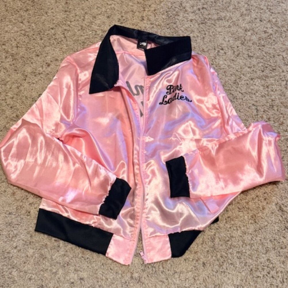 Grease Pink Ladies Girls Kids Jacket Halloween Costume Womens Small Sandra Rizzo - Picture 2 of 3